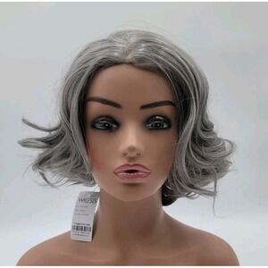 12" Wigsis Wig Short Large Wavy Gray Hair Bob Style Cap: Hand-tied Adjustable